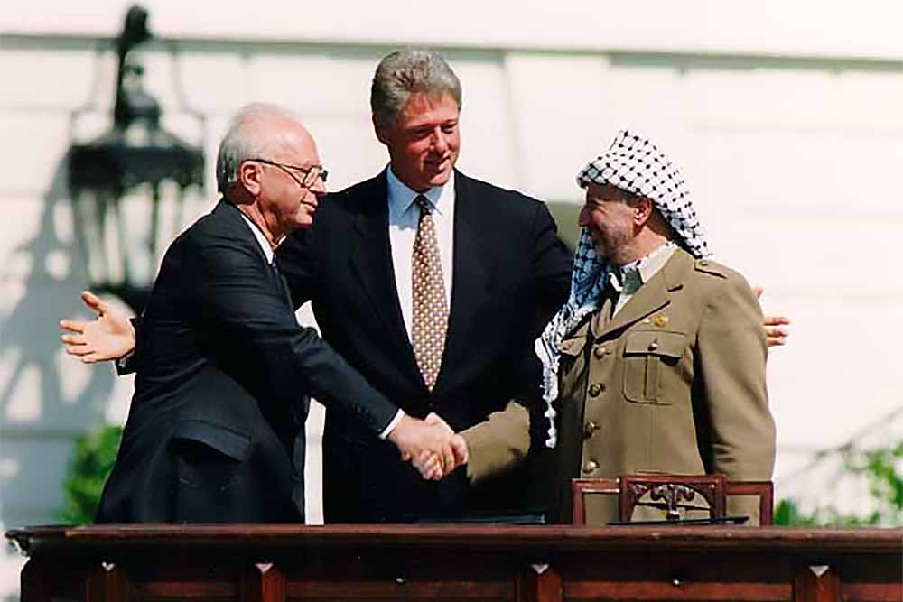 On September 13, 1993, Israeli Prime Minister Yitzhak Rabin and Palestine Liberation Organization (PLO) Negotiator Mahmoud Abbas signed a Declaration of Principles on Interim Self-Government Arrangements, commonly referred to as the “Oslo Accord,” at the White House.