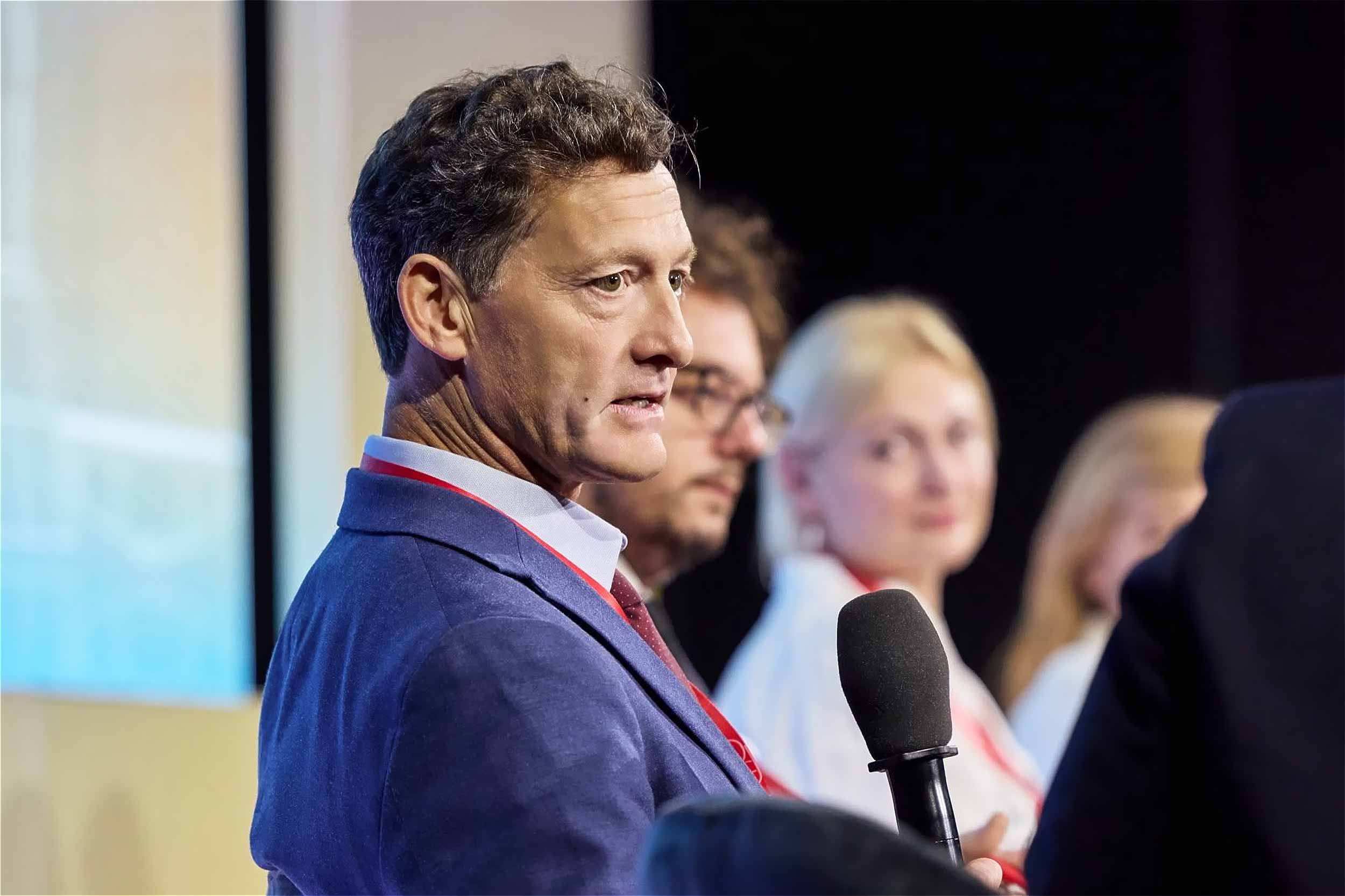 Anthony Borden during his address at the 2026 Ukraine Recovery Conference in Gdansk, Poland.
