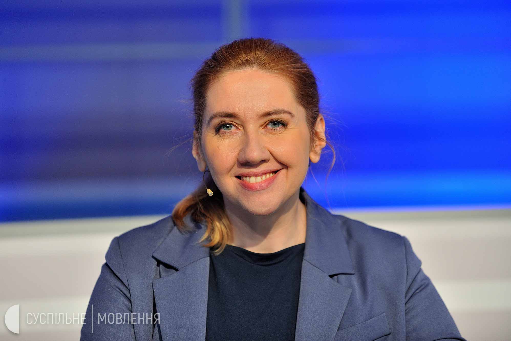 Oksana Romaniuk leads the Institute of Mass Information (IMI), a Ukrainian NGO protecting freedom of speech and supporting the development of Ukrainian journalism. © Suspilne